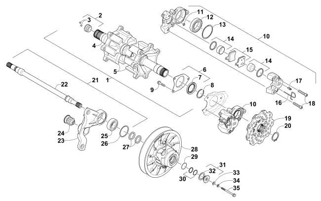 Parts Diagram for Arctic Cat 2015 M 9000 SNO PRO LTD 162 SNOWMOBILE DRIVE TRAIN SHAFTS AND BRAKE ASSEMBLIES