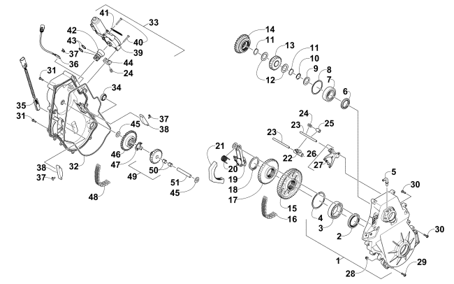 Parts Diagram for Arctic Cat 2015 M 9000 HCR 162 SNOWMOBILE CHAIN CASE ASSEMBLY