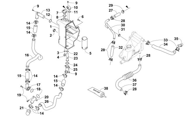 Parts Diagram for Arctic Cat 2016 ZR 9000 LTD 137 SNOWMOBILE OIL TANK ASSEMBLY