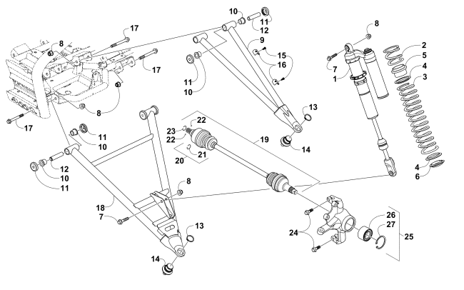 Parts Diagram for Arctic Cat 2014 WILDCAT 4X LTD ATV FRONT SUSPENSION ASSEMBLY