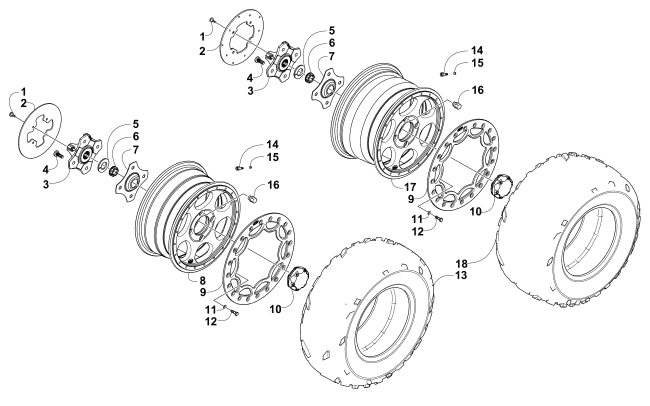 Parts Diagram for Arctic Cat 2014 WILDCAT 4X LTD ATV WHEEL AND TIRE ASSEMBLY