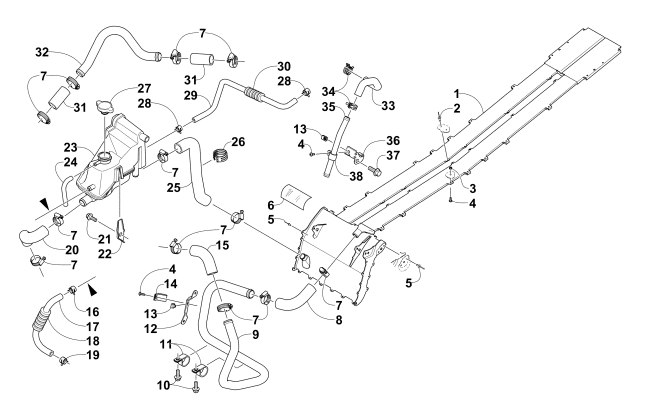 Parts Diagram for Arctic Cat 2016 M 9000 LTD 162 SNOWMOBILE COOLING ASSEMBLY (OS)