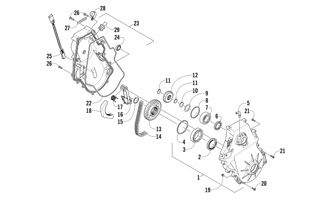Parts Diagram for Arctic Cat 2015 ZR 6000 R XC SNOWMOBILE CHAIN CASE ASSEMBLY