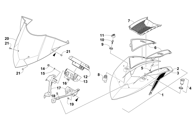 Parts Diagram for Arctic Cat 2015 XF 6000 SNO PRO ES 137 SNOWMOBILE WINDSHIELD AND INSTRUMENTS ASSEMBLIES