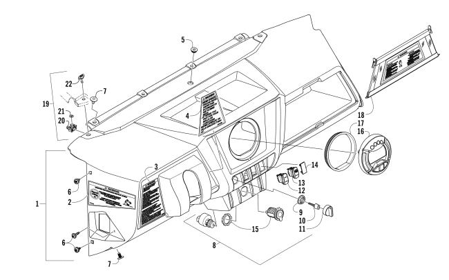 Parts Diagram for Arctic Cat 2016 WILDCAT TRAIL SE EPS / ATV DASH ASSEMBLY