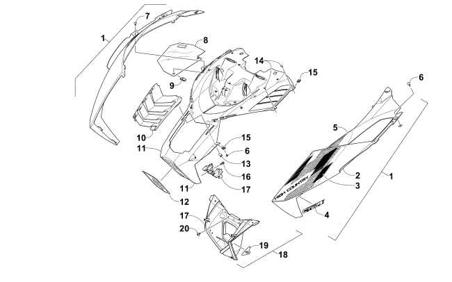 Parts Diagram for Arctic Cat 2015 XF 7000 HIGH COUNTRY 141 SNO PRO SNOWMOBILE HOOD ASSEMBLY