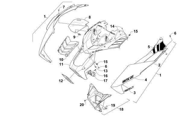 Parts Diagram for Arctic Cat 2015 ZR 7000 SNO PRO LTD SNOWMOBILE HOOD ASSEMBLY