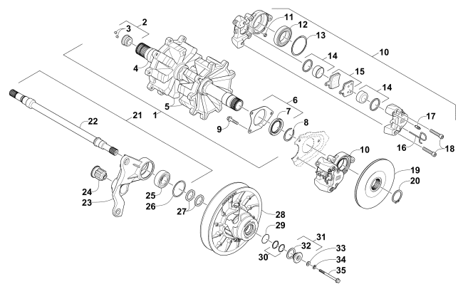 Parts Diagram for Arctic Cat 2015 XF 9000 SNO PRO 137 SNOWMOBILE DRIVE TRAIN SHAFTS AND BRAKE ASSEMBLIES
