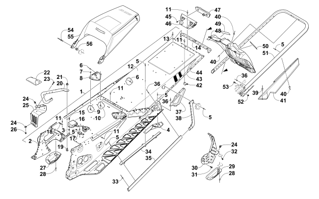 Parts Diagram for Arctic Cat 2015 XF 9000 SNO PRO LTD 137 SNOWMOBILE TUNNEL, REAR BUMPER, AND SNOWFLAP ASSEMBLY