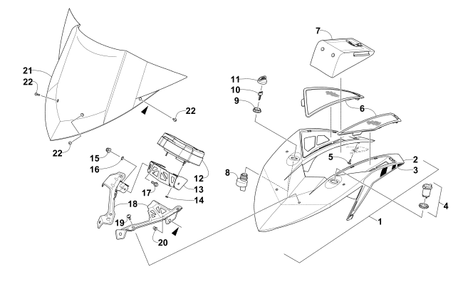 Parts Diagram for Arctic Cat 2015 XF 9000 SNO PRO LTD 137 SNOWMOBILE WINDSHIELD AND INSTRUMENTS ASSEMBLIES