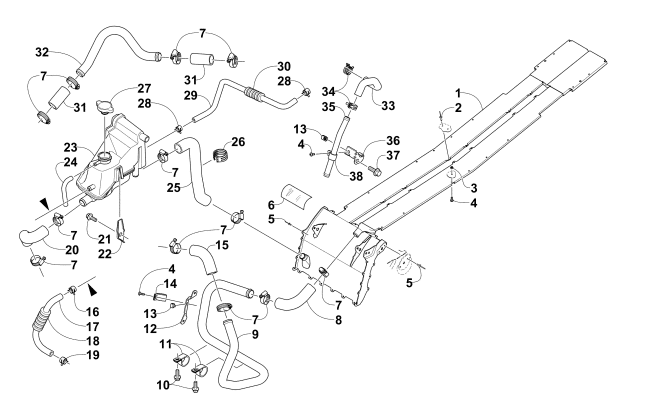 Parts Diagram for Arctic Cat 2015 ZR 9000 SNO PRO SNOWMOBILE COOLING ASSEMBLY