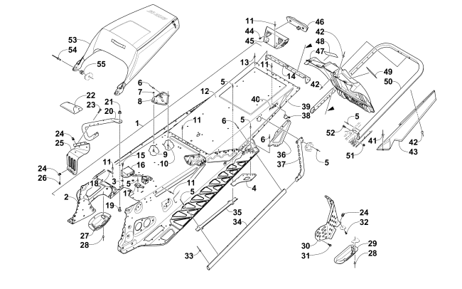 Parts Diagram for Arctic Cat 2015 ZR 9000 EL TIGRE SNOWMOBILE TUNNEL, REAR BUMPER, AND SNOWFLAP ASSEMBLY