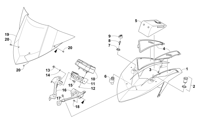 Parts Diagram for Arctic Cat 2015 ZR 9000 LXR SNOWMOBILE WINDSHIELD AND INSTRUMENTS ASSEMBLIES