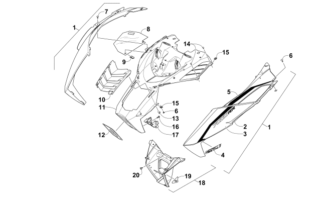 Parts Diagram for Arctic Cat 2015 ZR 7000 SNO PRO RR SNOWMOBILE HOOD ASSEMBLY