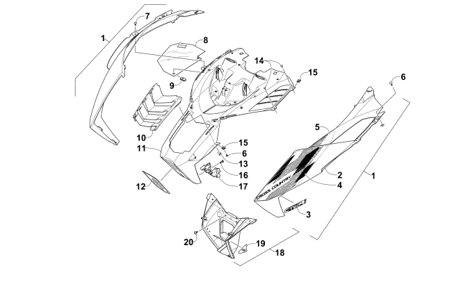 Parts Diagram for Arctic Cat 2015 XF 7000 CROSS-COUNTRY 141 SNOWMOBILE HOOD ASSEMBLY