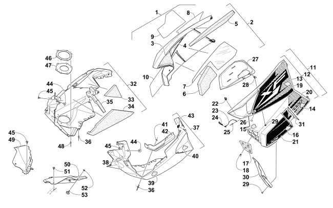 Parts Diagram for Arctic Cat 2015 XF 7000 LXR 137 SNOWMOBILE SKID PLATE AND SIDE PANEL ASSEMBLY
