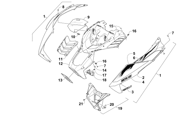 Parts Diagram for Arctic Cat 2015 XF 7000 SNO PRO 137 SNOWMOBILE HOOD ASSEMBLY