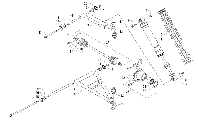 Parts Diagram for Arctic Cat 2015 WILDCAT TRAIL XT ATV FRONT SUSPENSION ASSEMBLY