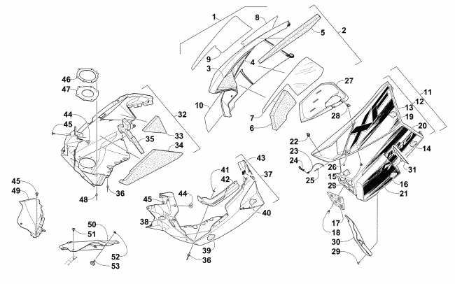 Parts Diagram for Arctic Cat 2015 XF 7000 SNO PRO 137 SNOWMOBILE SKID PLATE AND SIDE PANEL ASSEMBLY