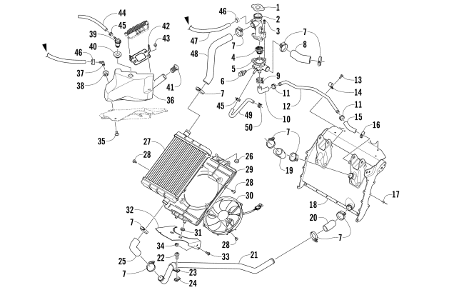 Parts Diagram for Arctic Cat 2018 ZR 7000 SNO PRO 137 SNOWMOBILE COOLING ASSEMBLY