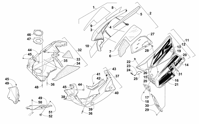 Parts Diagram for Arctic Cat 2015 ZR 7000 SNO PRO SNOWMOBILE SKID PLATE AND SIDE PANEL ASSEMBLY