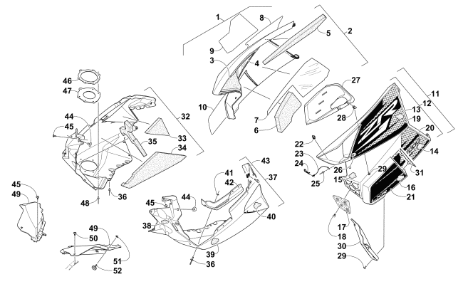 Parts Diagram for Arctic Cat 2015 ZR 7000 LXR SNOWMOBILE SKID PLATE AND SIDE PANEL ASSEMBLY