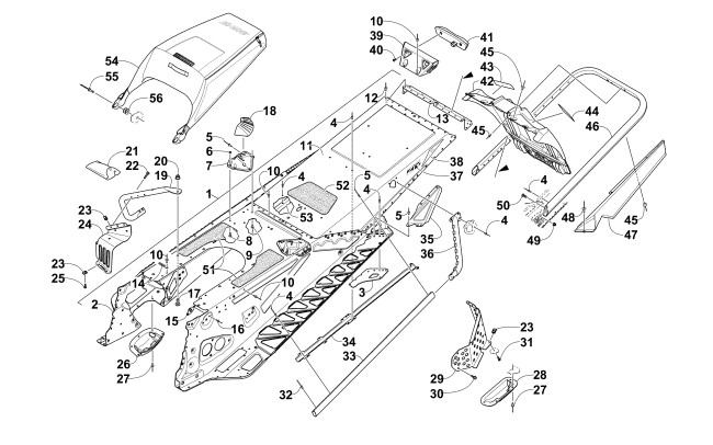 Parts Diagram for Arctic Cat 2015 ZR 7000 SNO PRO LTD EL TIGRE SNOWMOBILE TUNNEL, REAR BUMPER, AND SNOWFLAP ASSEMBLY