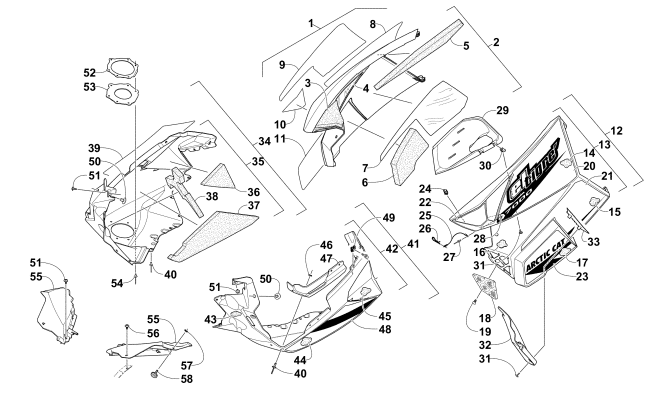 Parts Diagram for Arctic Cat 2015 ZR 7000 SNO PRO LTD EL TIGRE SNOWMOBILE SKID PLATE AND SIDE PANEL ASSEMBLY