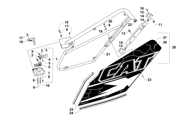 Parts Diagram for Arctic Cat 2014 WILDCAT 4X LTD ATV REAR DOOR ASSEMBLY