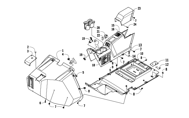 Parts Diagram for Arctic Cat 2014 WILDCAT 4X ATV FRONT CONSOLE AND FLOOR PANEL ASSEMBLY