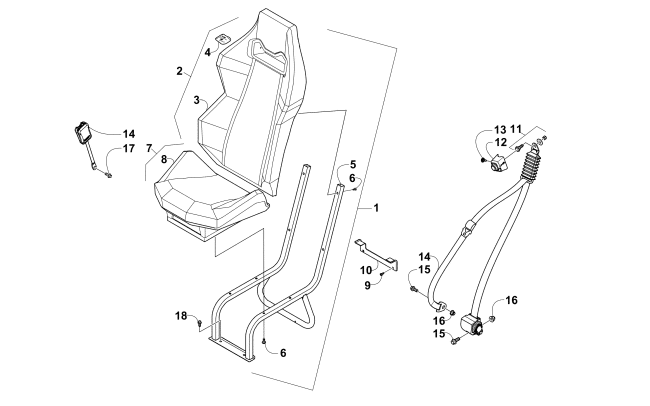 Parts Diagram for Arctic Cat 2014 WILDCAT 4X LTD ATV REAR SEAT ASSEMBLY