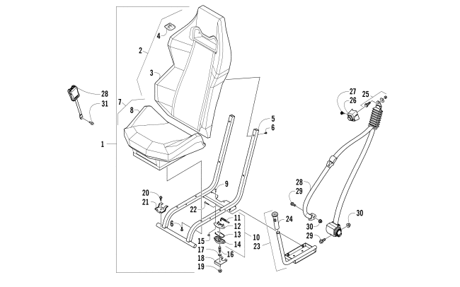 Parts Diagram for Arctic Cat 2014 WILDCAT 4X ATV FRONT SEAT ASSEMBLY