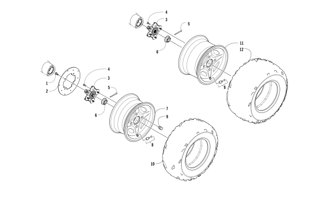 Parts Diagram for Arctic Cat 2015 WILDCAT TRAIL LIME ATV WHEEL AND TIRE ASSEMBLY