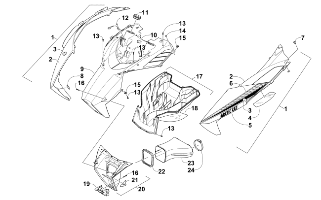 Parts Diagram for Arctic Cat 2015 ZR 8000 LXR SNOWMOBILE HOOD AND AIR INTAKE ASSEMBLY
