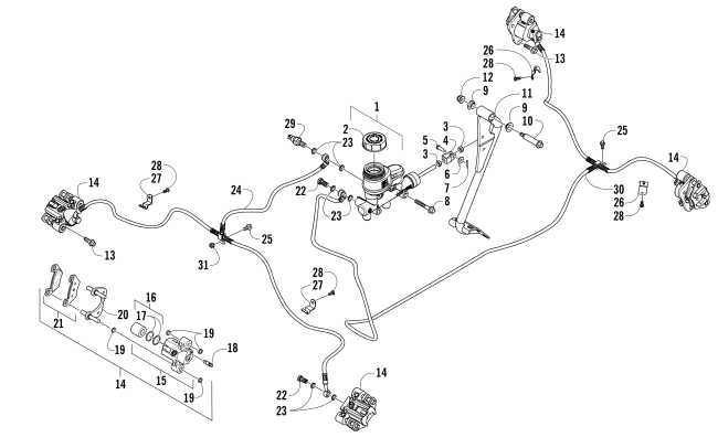 Parts Diagram for Arctic Cat 2015 WILDCAT TRAIL LIMITED ATV HYDRAULIC BRAKE ASSEMBLY