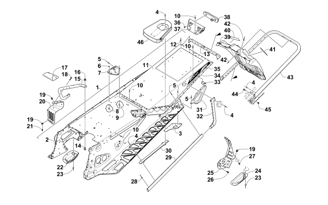 Parts Diagram for Arctic Cat 2015 ZR 8000 SNO PRO SNOWMOBILE TUNNEL, REAR BUMPER, AND SNOWFLAP ASSEMBLY