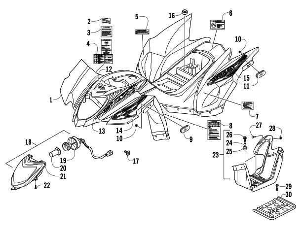 Parts Diagram for Arctic Cat 2014 90 2X4 DVX ATV BODY PANEL AND HEADLIGHT ASSEMBLY