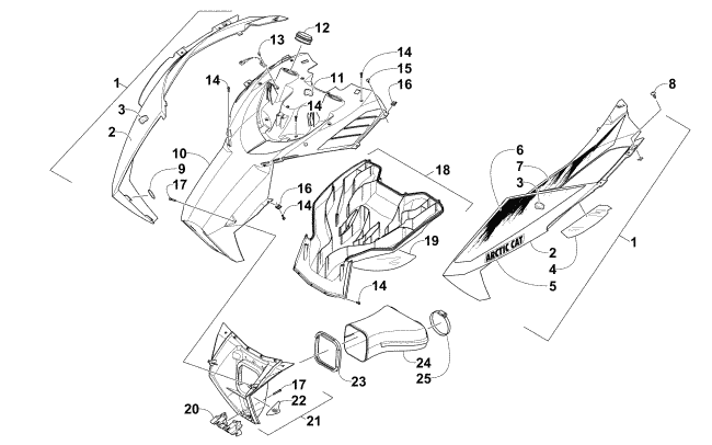 Parts Diagram for Arctic Cat 2015 ZR 8000 SNO PRO SNOWMOBILE HOOD AND AIR INTAKE ASSEMBLY