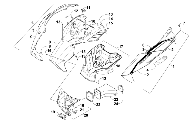 Parts Diagram for Arctic Cat 2015 ZR 8000 SNO PRO RR SNOWMOBILE HOOD AND AIR INTAKE ASSEMBLIES