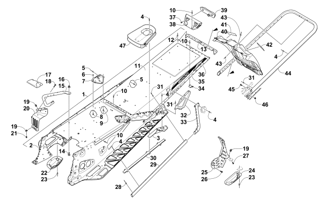 Parts Diagram for Arctic Cat 2015 XF 8000 SNO PRO 137 SNOWMOBILE TUNNEL, REAR BUMPER, AND SNOWFLAP ASSEMBLY