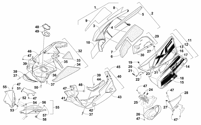 Parts Diagram for Arctic Cat 2015 XF 8000 SNO PRO 137 SNOWMOBILE SKID PLATE AND SIDE PANEL ASSEMBLY