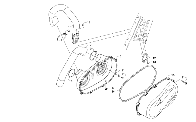 Parts Diagram for Arctic Cat 2014 WILDCAT TRAIL ATV CASE/BELT COOLING AND CLUTCH COVER ASSEMBLIES