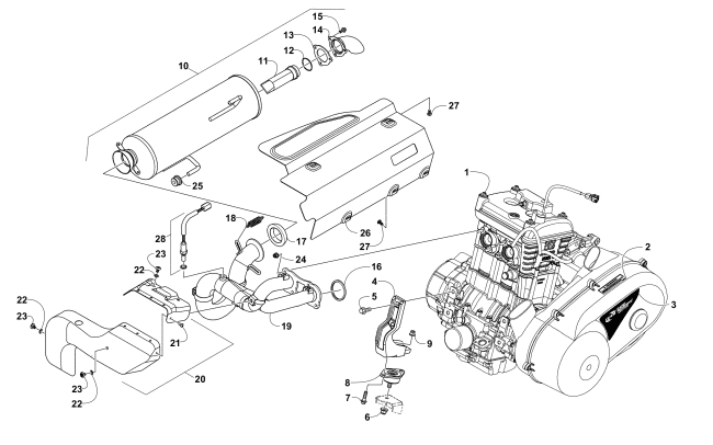Parts Diagram for Arctic Cat 2015 WILDCAT SPORT XT ATV ENGINE AND EXHAUST
