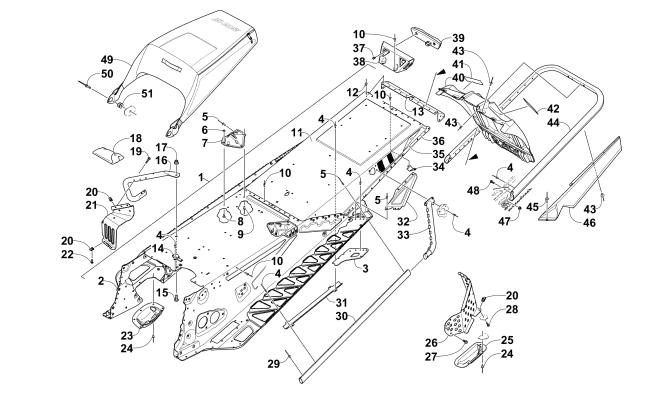 Parts Diagram for Arctic Cat 2015 ZR 8000 SNO PRO LTD SNOWMOBILE TUNNEL, REAR BUMPER, AND SNOWFLAP ASSEMBLY