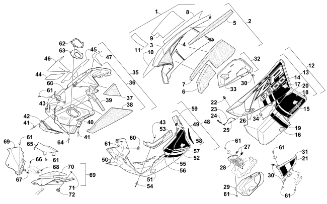 Parts Diagram for Arctic Cat 2015 ZR 8000 SNO PRO LTD SNOWMOBILE SKID PLATE AND SIDE PANEL ASSEMBLY