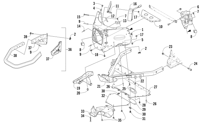 Parts Diagram for Arctic Cat 2017 ZR 5000 LXR 137 SNOWMOBILE FRONT BUMPER AND FRAME ASSEMBLY