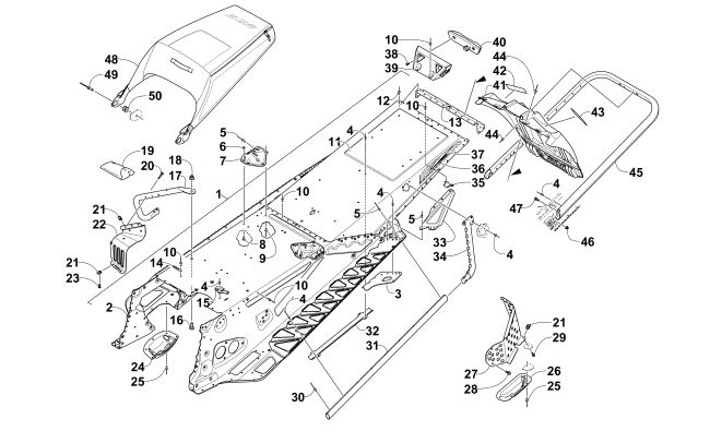 Parts Diagram for Arctic Cat 2015 ZR 5000 LXR SNOWMOBILE TUNNEL, REAR BUMPER, AND SNOWFLAP ASSEMBLY