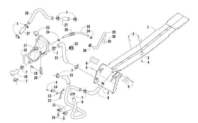 Parts Diagram for Arctic Cat 2015 ZR 5000 LXR SNOWMOBILE COOLING ASSEMBLY