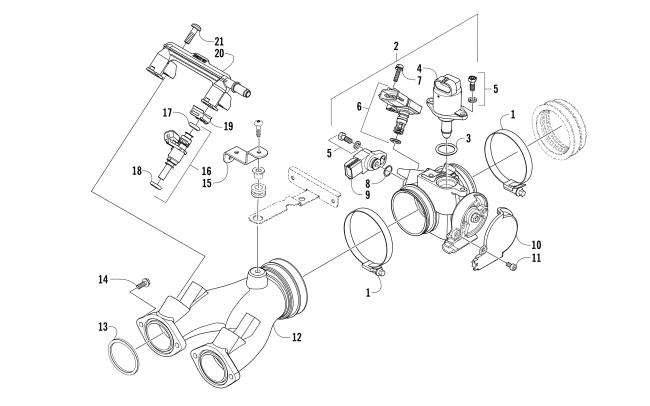 Parts Diagram for Arctic Cat 2015 WILDCAT TRAIL ATV THROTTLE BODY ASSEMBLY