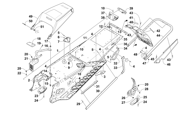 Parts Diagram for Arctic Cat 2015 ZR 8000 SNO PRO LTD EL TIGRE ES SNOWMOBILE TUNNEL, REAR BUMPER, AND SNOWFLAP ASSEMBLY